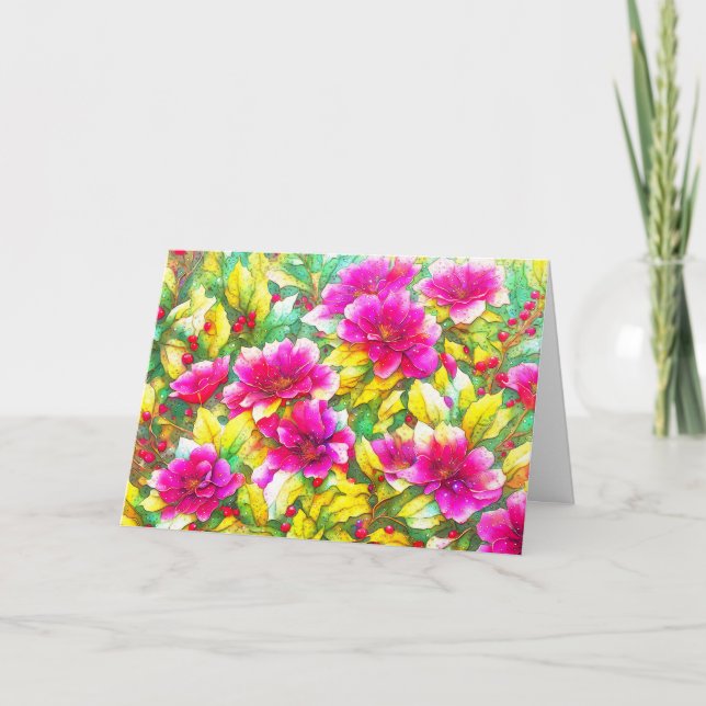 Rosa julkort - Helgdag - färgkort Kort (Framsida)