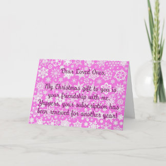 Rosa julkort med snöflingor och lite sarkasm kort