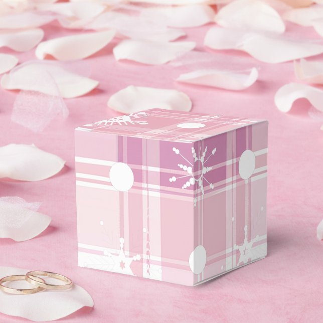 Rosa julpläd snöflingor  presentaskar (Bröllop)