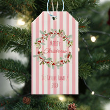 Rosa julpresentetikett | God Jul Blommig W