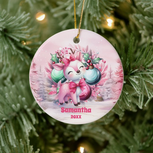 Rosa julpryder Kids Photo Ornament (Träd)