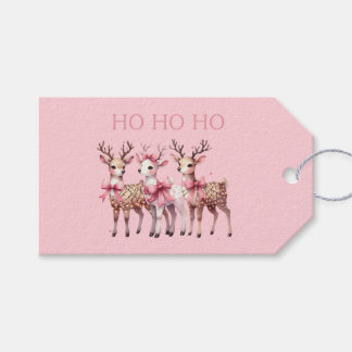Rosa Julren Reindeer Ho Ho Ho Gift Märkre Presentetikett