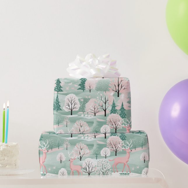 Rosa Julren Rener Helgdag Papper inslagning Presentpapper (Festgåvor)