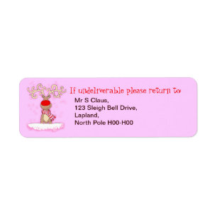 Rosa julreturetiketter returadress etikett