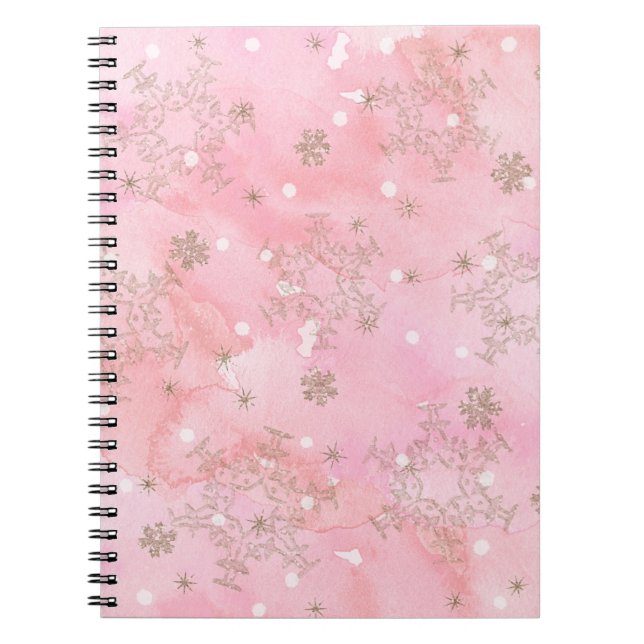 Rosa julsnöflingor Boho-mönster Anteckningsbok (Framsidan)