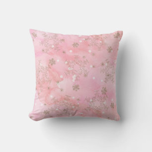 Rosa julsnöflingor Boho-mönster Kudde