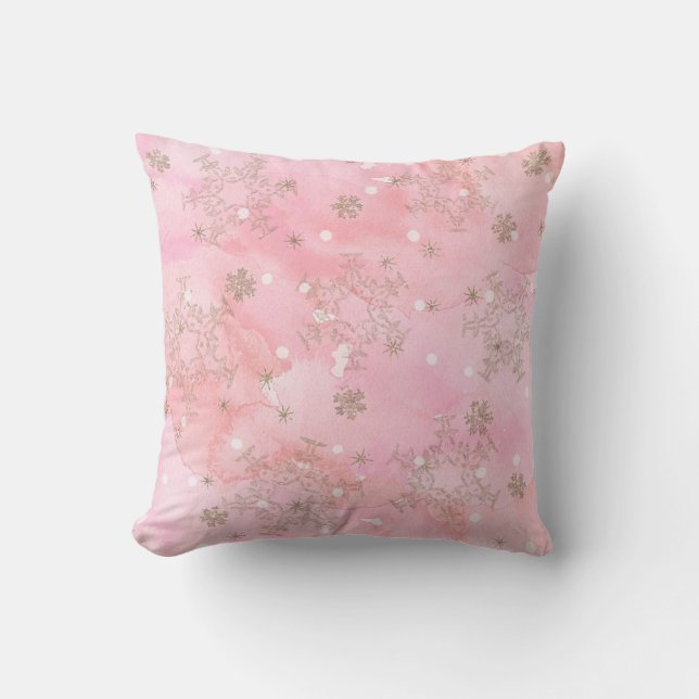 Rosa julsnöflingor Boho-mönster Kudde (Framsida)