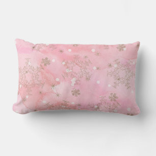 Rosa julsnöflingor Boho-mönster Lumbarkudde