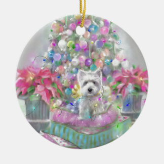 Rosa julstjärnor julgransprydnad keramik