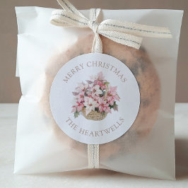 Rosa julstjärnor Personlig God Jul Runt Klistermärke