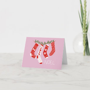 Rosa julstrumpor Noel-julhälsning Kort