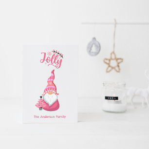 Rosa jultomte med Winer Jolly Julkort