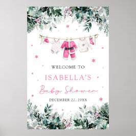 Rosa jultomten Baby Baby Shower Välkomstskylt Poster