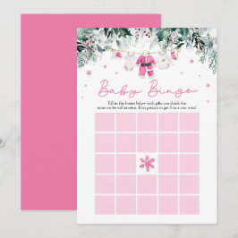 Rosa jultomten Baby Bingo Baby Shower Game Inbjudningar