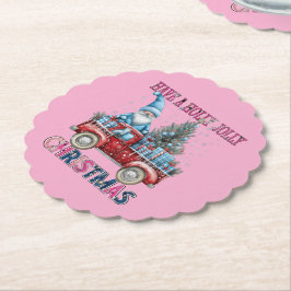 Rosa jultomten Lastbil Underlägg Papper