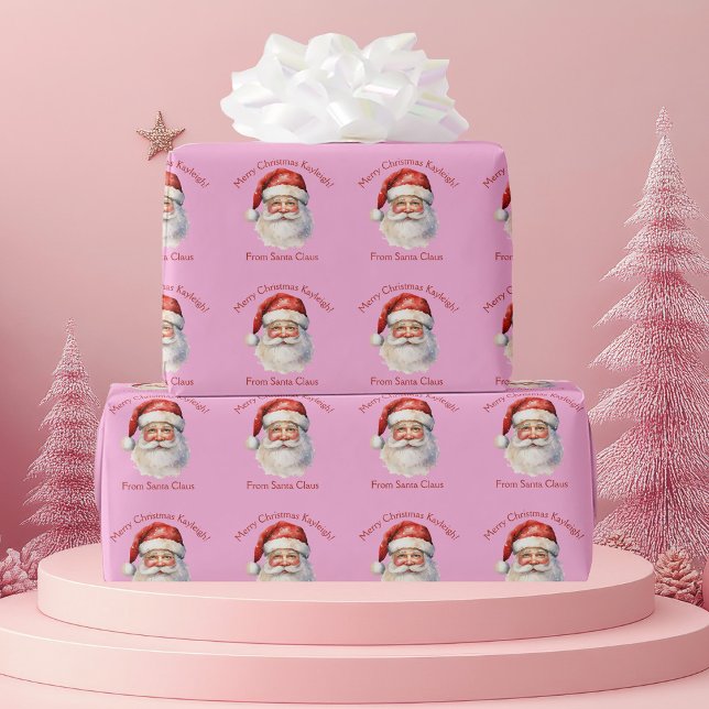 Rosa Jultomten Personlig Flickor jul Presentpapper (Skapare uppladdad)