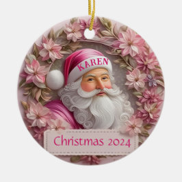 Rosa Jultomten Personlig Ornament