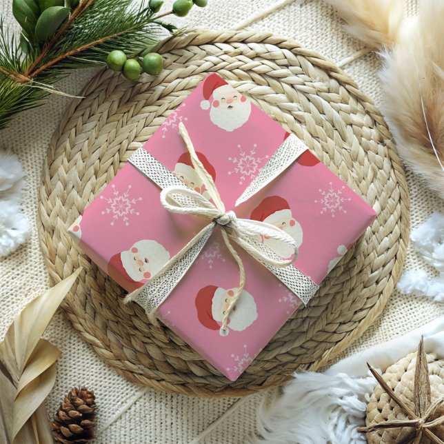 Rosa jultomten presentpapper (Pink Santa Wrapping paper)