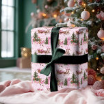 Rosa jultomten Reindeer North Pole Village Presentpapper<br><div class="desc">Fira säsongens magi med vår rosa jultomtenn North Pole Village-helgdag pappra julomslag. Den här magiska pappra inslagningen visar vår vackert utarbetade vattenfärgsscen med en rosa i stil i sitt rosa sleigh, som på ett skickligt sätt drunknar över en charmig by i Nordpolen. Scenen har kommit till liv med evergreen träd,...</div>
