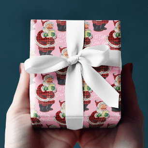 Rosa Jultomten Vintage Gammal jul i Stil Presentpapper