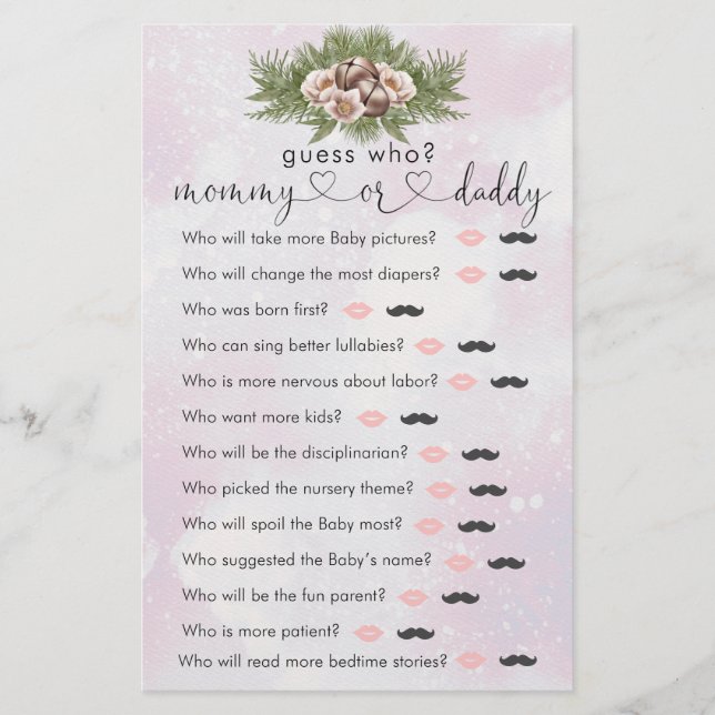 Rosa Julvinter Babykläder "Gissa vem" Game (Framsida)