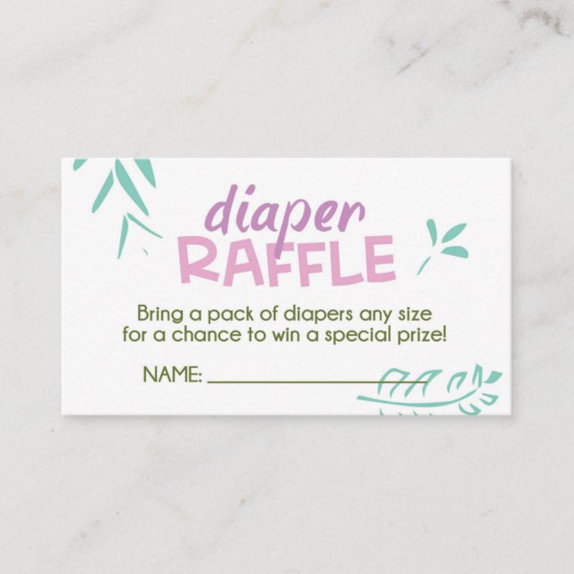 Rosa Jungle Diaper Raffle Biljett Tilläggskort (Framsida)