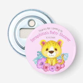 Rosa Jungle Leopard Baby Shower Tack Gift Flasköppnare