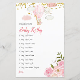 Rosa Jungle Luftballong Prayers for Baby Card