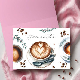 Rosa Kaffe Bröllopsdusch Temakort Tack Kort