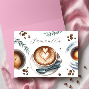 Rosa Kaffe Bröllopsdusch Temakort Tack Kort