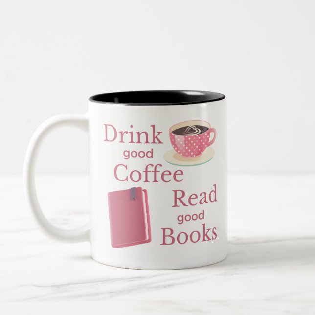 Rosa Kaffe och Bok Älskare Mugg (Vänster)