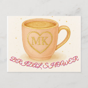 Rosa kaffekopp med rodnad vykort