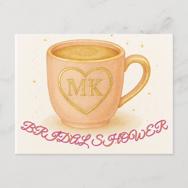 Rosa kaffekopp med rodnad vykort (Framsida)