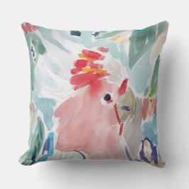 Rosa kakaduavattenfärg kudde