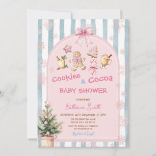 Rosa kakor och chokladsnöflingor Baby Shower Inbjudningar