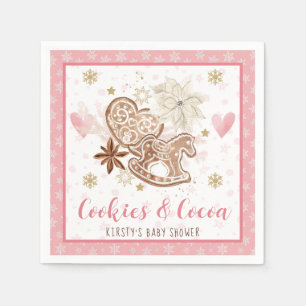 Rosa kakor och kakao - baby shower pappersservett
