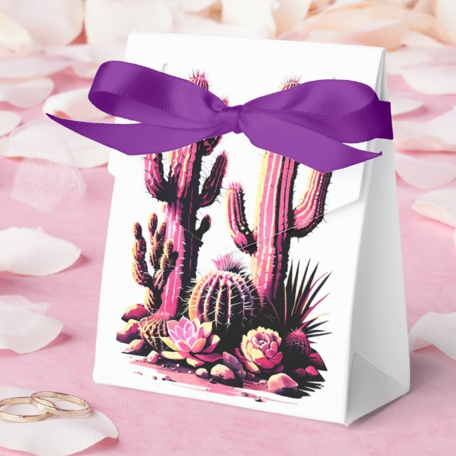 Rosa kaktus sats presentaskar (Bröllop)