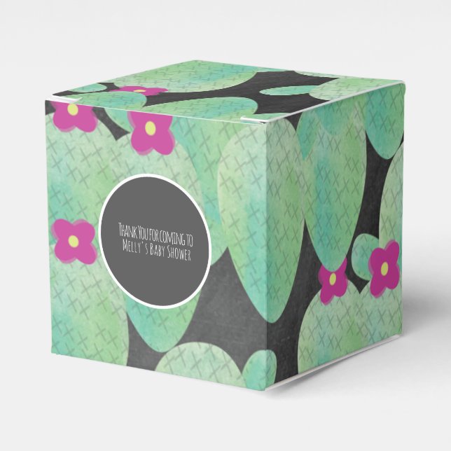 Rosa kaktusmönster tecknad tacksamhet presentlåda (Framsidan Sidan)