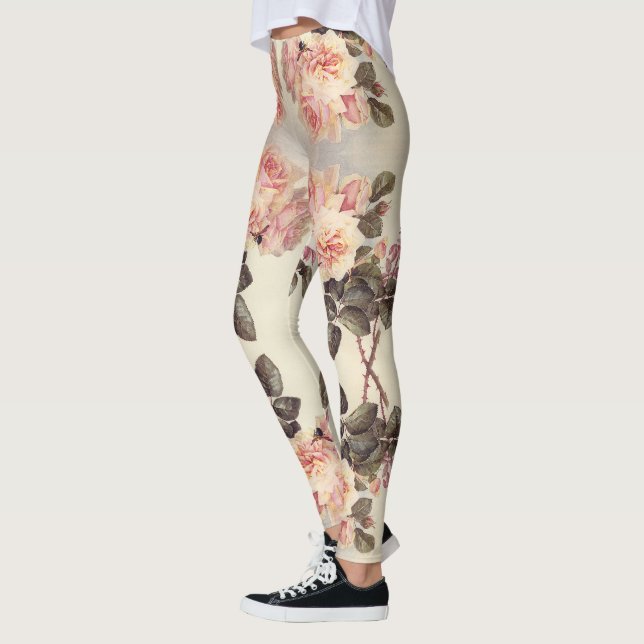 Rosa kål steg blommor All över tryckdamasker Leggings (Vänster)