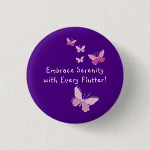 Rosa Kaleidoskop Butterfly Ditt namn Indigo Knapp