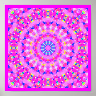 Rosa Kalejdoskop-mediten Poster med Gräns liten