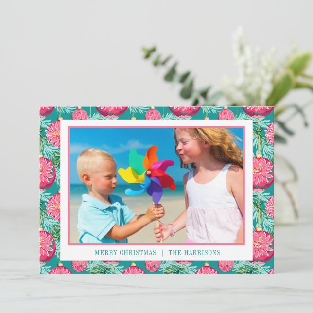 Rosa & kalk, prydnadsfoto från julklapp julkort (Stående Fram)