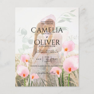 ROSA KALLALILJOR FOTOGRAFIOVERLAY VIGSELINVITATION FLYGBLAD