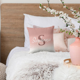 Rosa Kalligrafi Monogram Kuddöverdrag Kudde