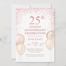Rosa kalligrafi överraskning 25-årsjubileum inbjudningar