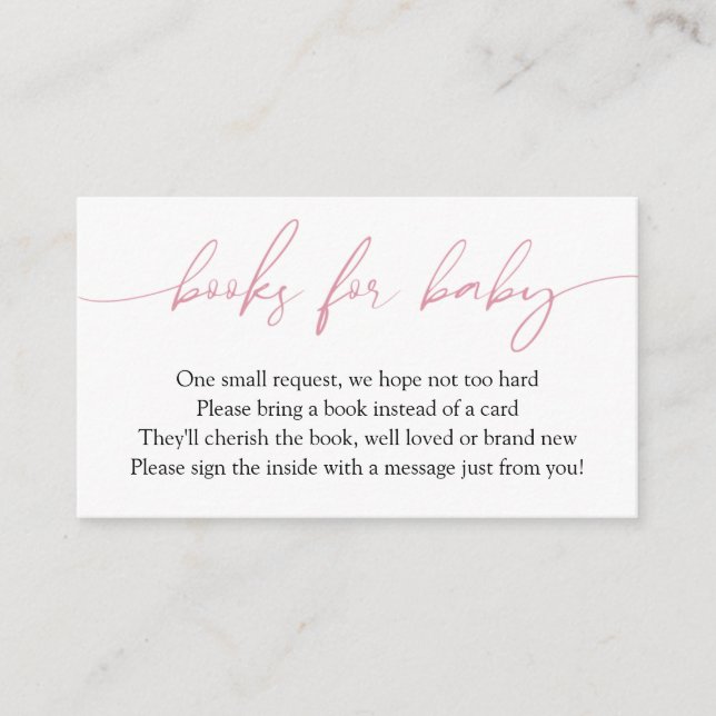 Rosa kalligrafiböcker för bebis önskas tilläggskort (Framsida)