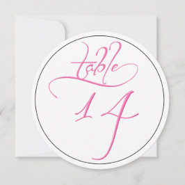 Rosa kalligrafiskrifttabell Nummer 14-kort Inbjudningar