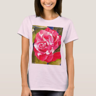Rosa Kamellas vattenfärgsmålning av blommor T Shirt