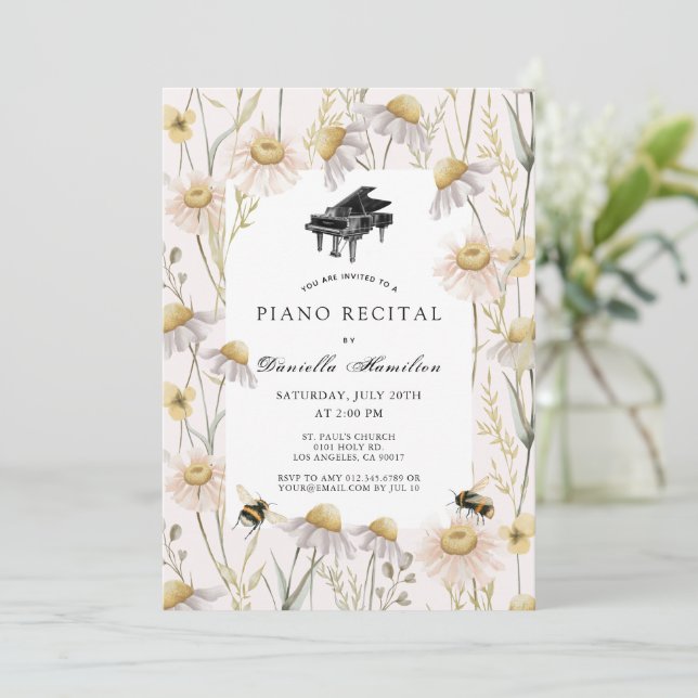 Rosa Kamomiller & Bina Pianorecital Inbjudningar (Stående Fram)