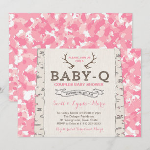 Rosa kamouflage baby shower för tjej inbjudningar